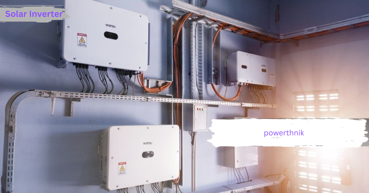Wall-mounted solar inverters connected with electrical wiring inside a solar power control room