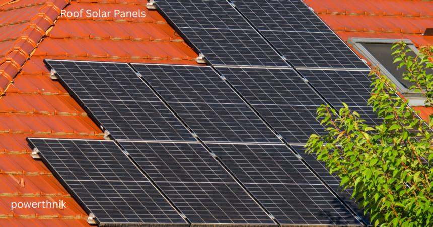 Modern house roof solar panels installation for clean energy generation