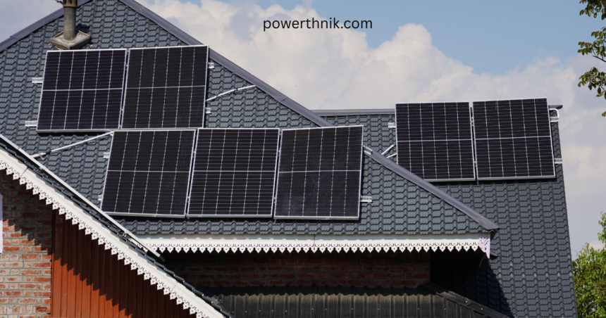 In Roof Solar Panels installed on a residential tiled rooftop for renewable solar energy generation
