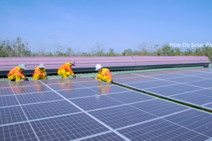 How do solar panels work technicians installing solar panels on a large rooftop array