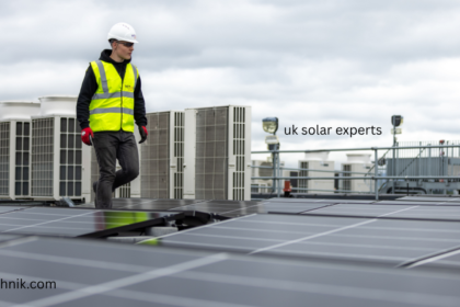 UK solar experts installing solar panels on a commercial rooftop