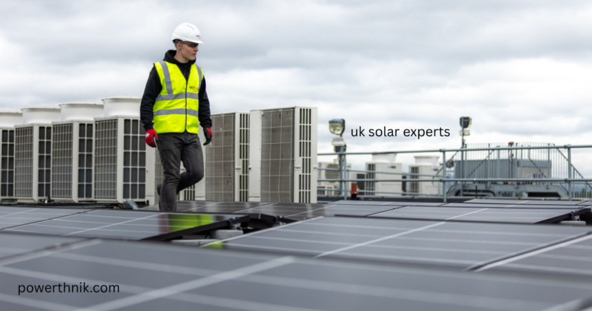 UK solar experts installing solar panels on a commercial rooftop