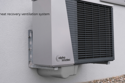 Heat recovery ventilation system installed on an exterior wall for efficient indoor air ventilation