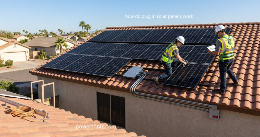 How do plug in solar panels work on a home roof with solar panels