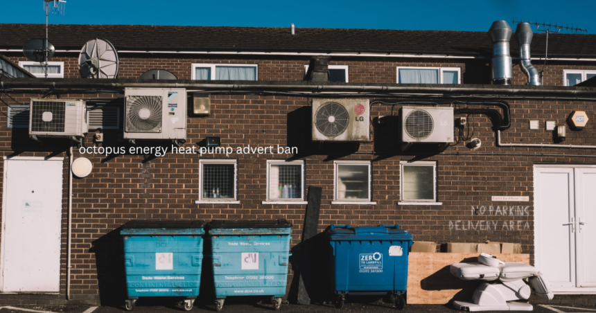 Heat pump outdoor compressor units mounted on brick wall related to Octopus Energy heat pump advert ban news.
