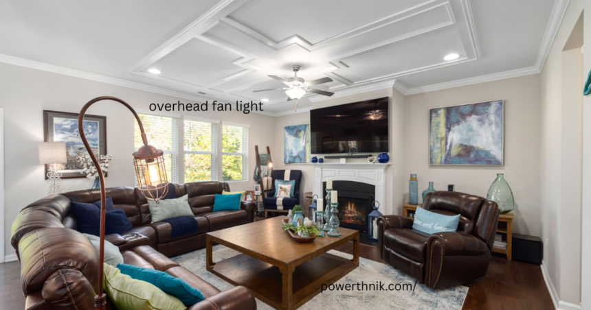 Overhead fan light installed in a stylish UK living room