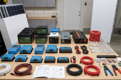 Solar power panel kits installed on a UK home rooftop for clean renewable energy