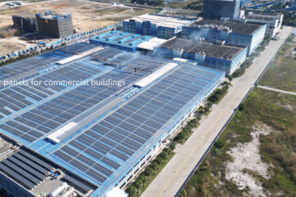 solar panels for commercial buildings on a large commercial rooftop