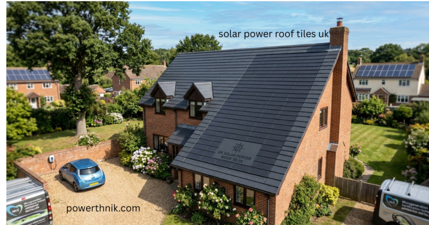 Solar power roof tiles UK installed on a modern home, generating clean solar energy