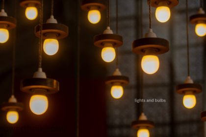 Lights and bulbs with warm yellow glow hanging from rope cords and wooden holders, perfect for home decor and ceiling lighting.
