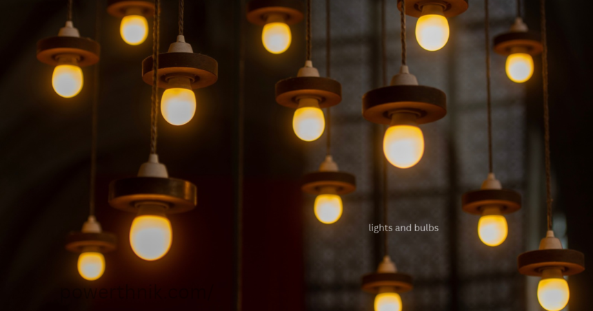 Lights and bulbs with warm yellow glow hanging from rope cords and wooden holders, perfect for home decor and ceiling lighting.